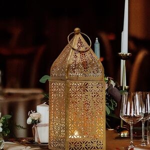 Decorative Candle Lantern Moroccan Lanterns Vintage Golden Metal Lantern Holder